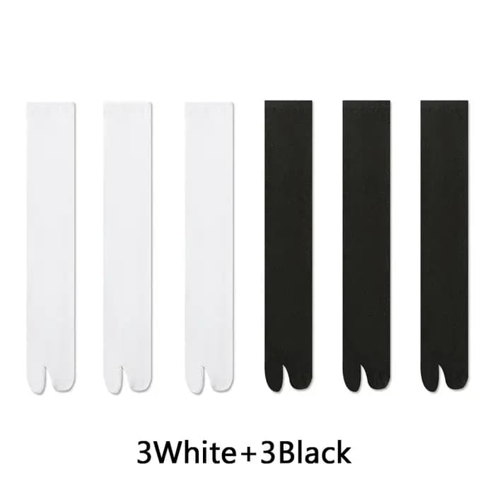 6 paires de chaussettes Tabi pour femmes et hommes, chaussettes longues japonaises à bout fendu, respirantes, couleur unie, chaussettes hautes jusqu'au genou pour tongs Geta
