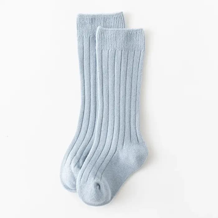 Chaussettes hautes en coton uni à rayures pour bébé fille et garçon de 0 à 3 ans