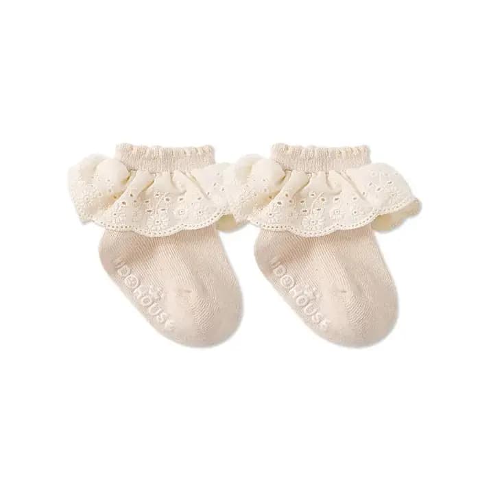 Chaussettes en dentelle de coton pour nouveau-né fille