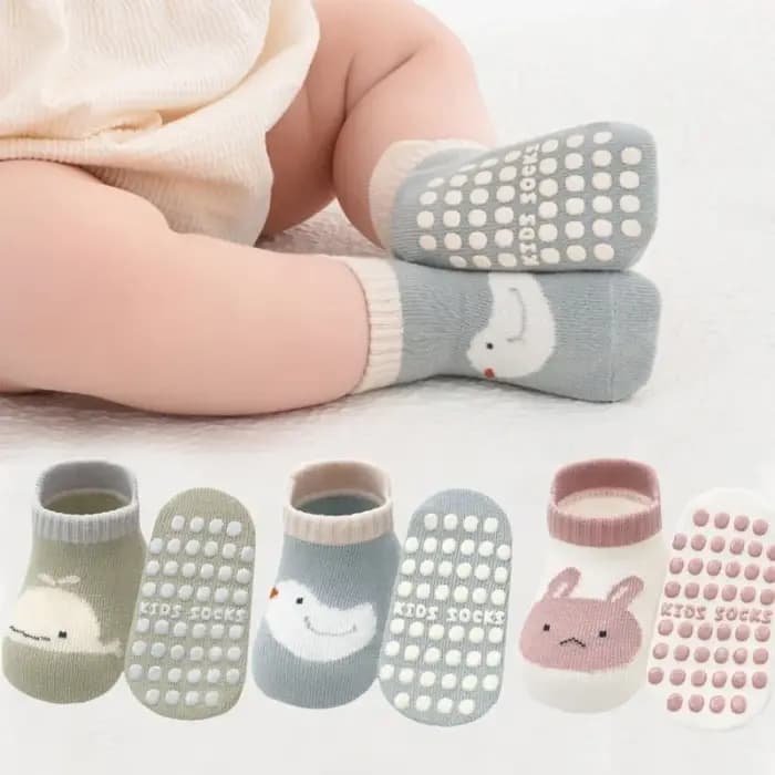 3 paires/lot nouveau-né bébé chaussettes de sol printemps automne coton dessin animé enfants anti-dérapant