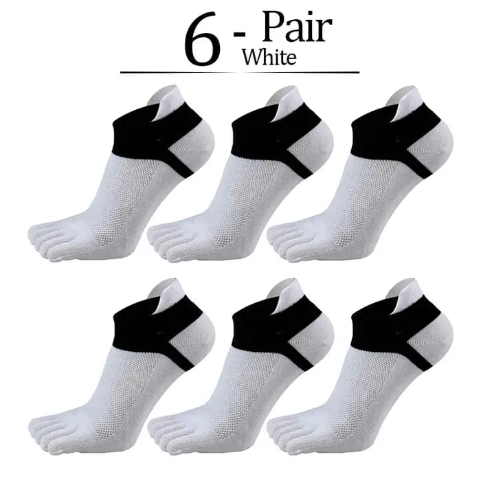 6 paires/lot été hommes chaussettes de sport couleur unie doux respirant coton cheville 5 doigts