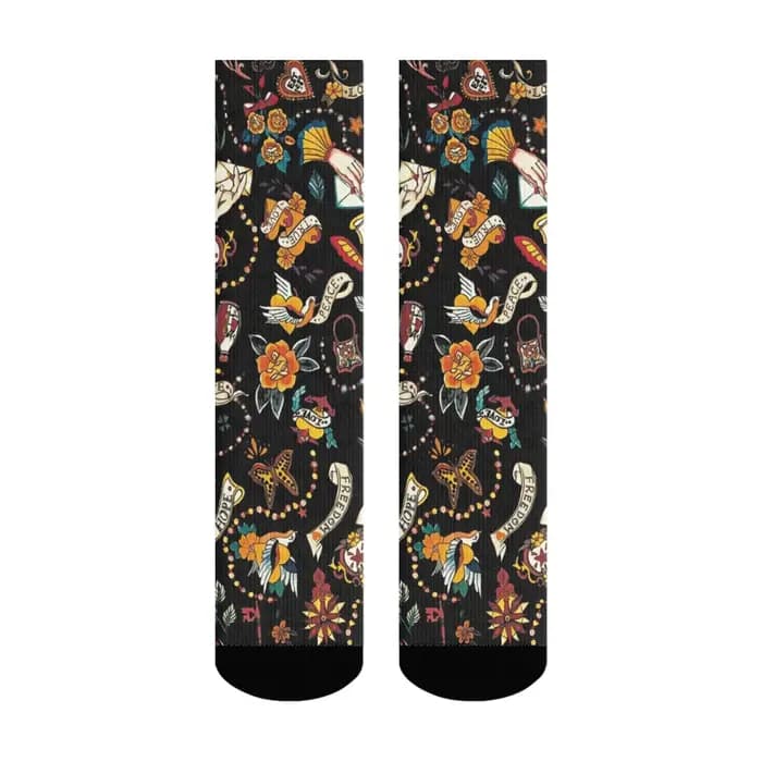 Chaussettes pour hommes imprimées à l'inspiration des tatouages rétro américains