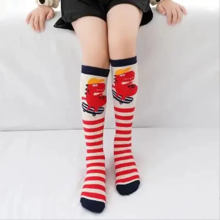 Chaussettes longues imprimées d'animaux pour enfants, bas droits, hauteur genou, dessin animé dinosaure, fille, nouveau