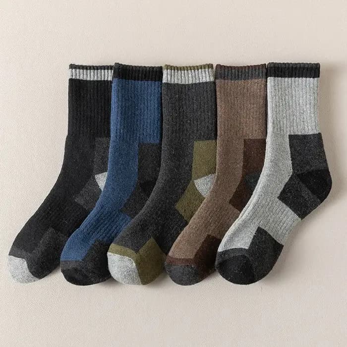 5 paires de chaussettes en laine mérinos pour hommes, chaussettes de randonnée en laine, douces, chaudes, décontractées, pour l'hiver, évacuant l'humidité, pour l'intérieur et l'extérieur