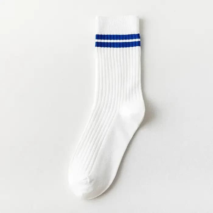 Chaussettes de sport coréennes à rayures blanches et oranges pour femmes