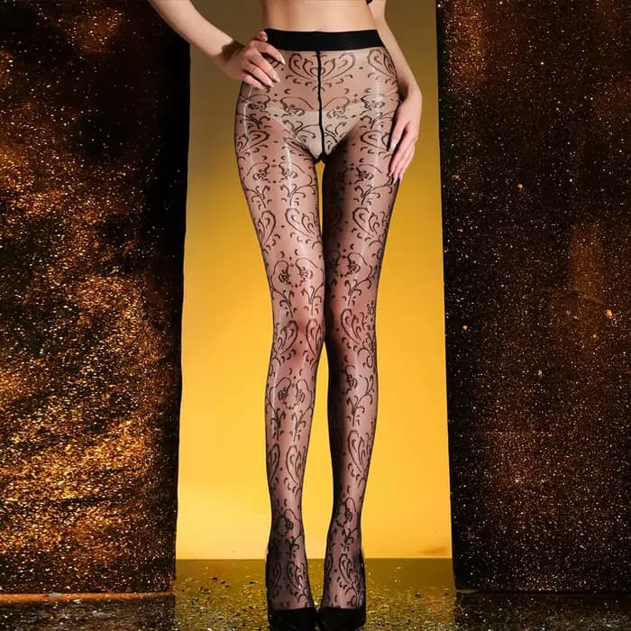Collants sexy pour femmes, broderie florale, bas résille, bas cuissardes rouges et noirs, bas de cor