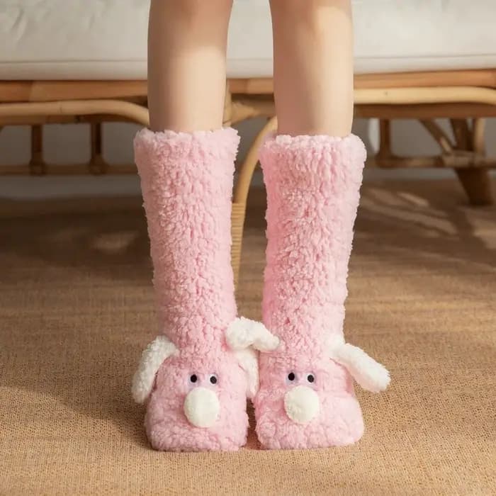Chaussettes mignonnes pour adultes, chaussettes de couchage d'hiver, neige, maison, maternité, chauffe-jambes, tapis, pantoufles, chaussettes de sol amusantes