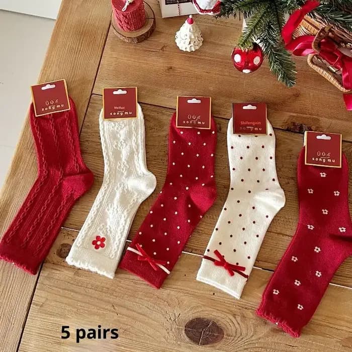 5 paires de chaussettes de noël pour femmes