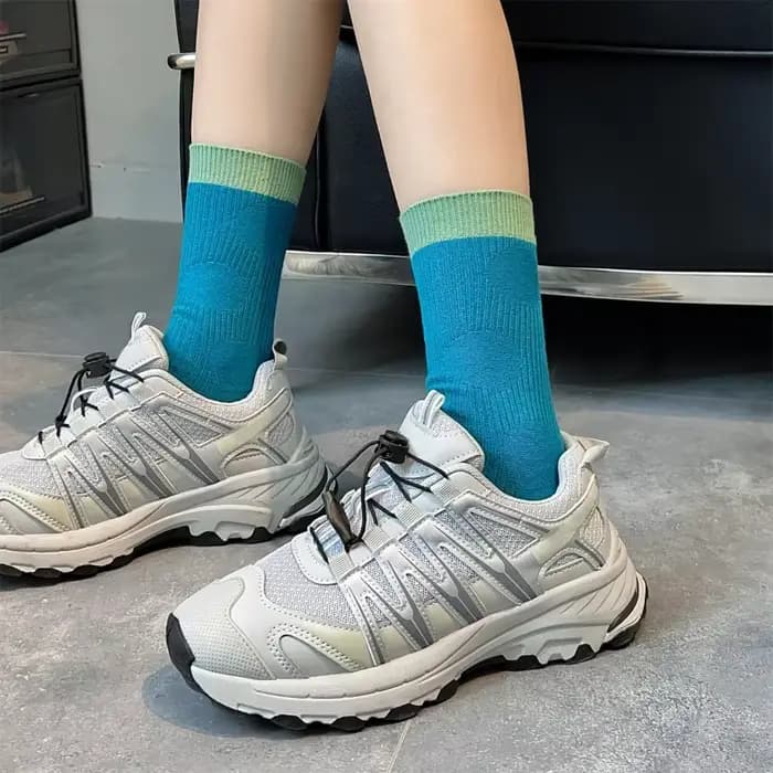 Chaussettes courtes en coton bleu carillon pour femmes