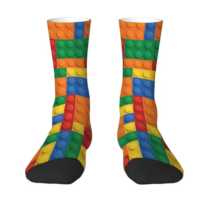 Chaussettes amusantes pour hommes avec imprimé de blocs de construction