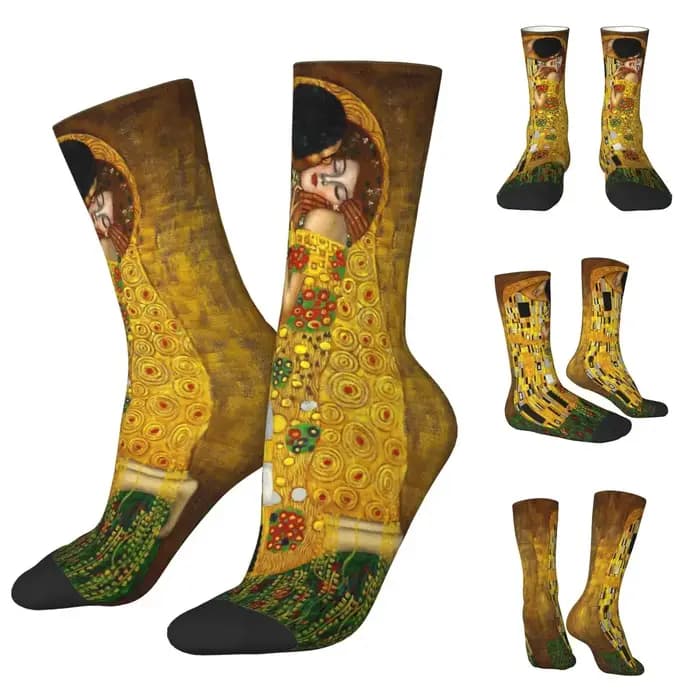 GustAbility-Chaussettes imprimées Klimt The Kd'appareils pour hommes et femmes, bas de loisirs applicables tout au long de l'année, cadeau en élasthanne