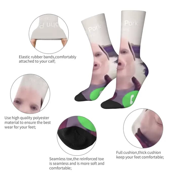 Chaussettes pour hommes John Pig, chaussettes amusantes et originales, respirantes, douces pour la peau, antidérapantes, chaussettes de sport, cadeaux de fête originaux
