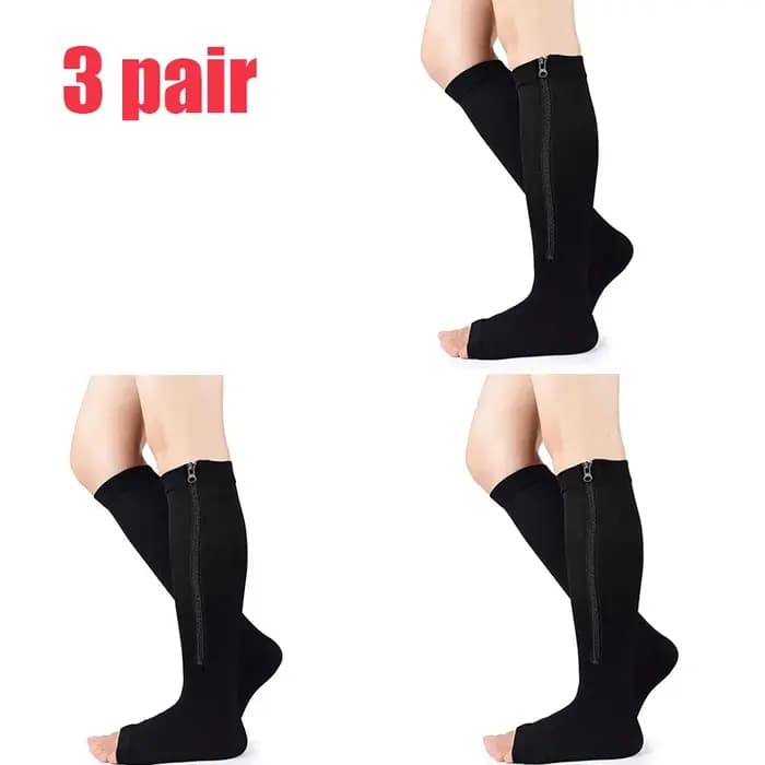 Chaussettes de compression pour femmes et hommes, bas résistants à fermeture éclair pour améliorer la circulation sanguine, soulager la douleur et les gonflements, 1/2/3 paires