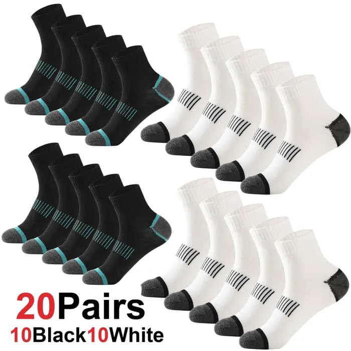 Ensemble de 20 paires de chaussettes en coton pour hommes