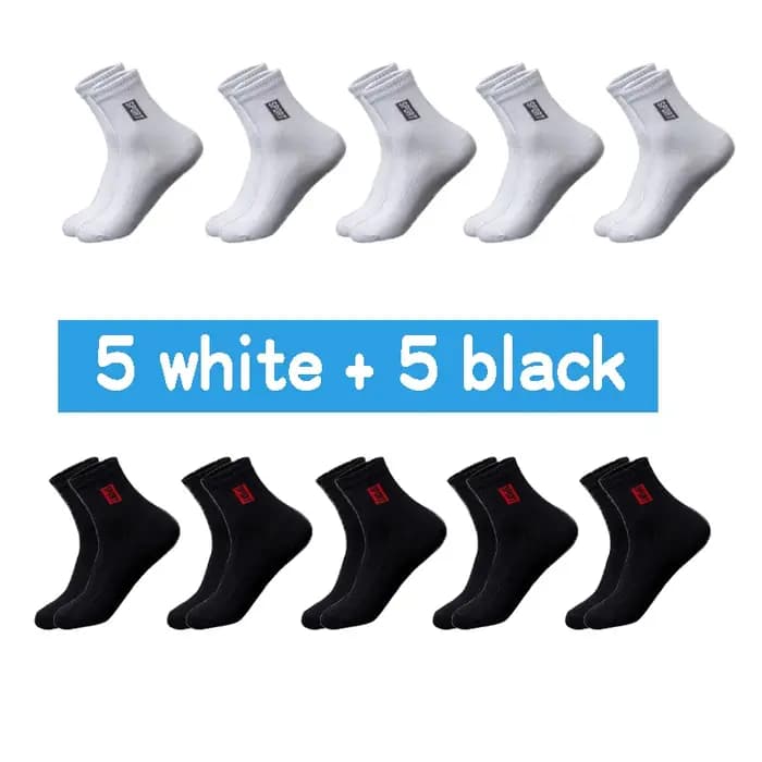 20 pièces = 10 paires de chaussettes pour hommes de haute qualité en coton respirant absorbant la sueur tube moyen chaussettes noires déodorant hommes d'affaires cadeau chaussette