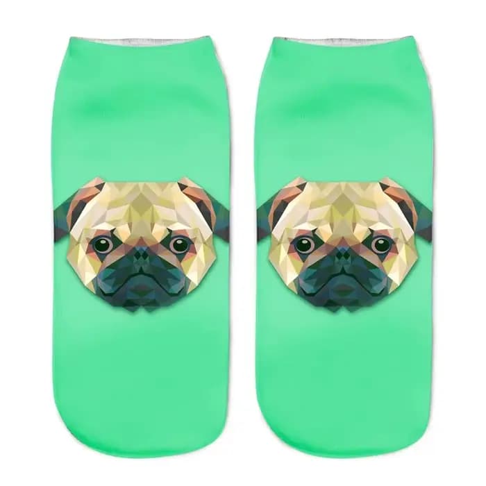Chaussettes en coton drôles et mignonnes pour femmes, impression de chien de dessin animé, heureux,