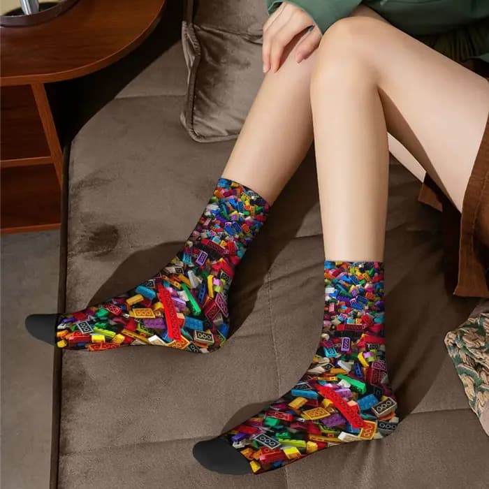 Chaussettes amusantes en forme de blocs de construction