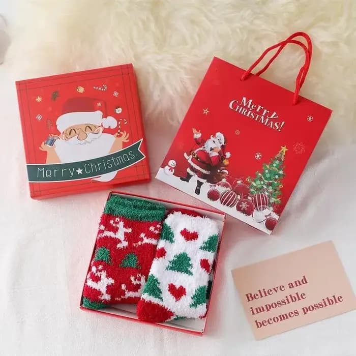 Chaussettes de noël luxueuses, Tube moyen, boîte cadeau, chaussettes élastiques pour fête du nouvel an, hiver