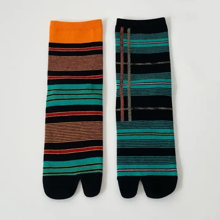 Chaussettes Jacquard colorées à deux orteils pour femmes