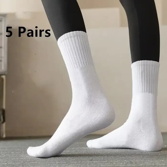 5 paires de chaussettes de sport mi-mollet pour femmes