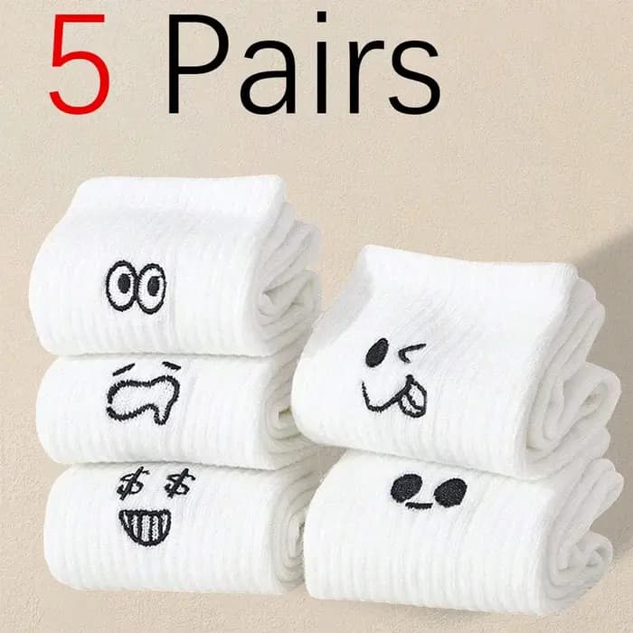 5/10/20 paires hommes blanc dessin animé chaussettes à la mode polyvalent Expression