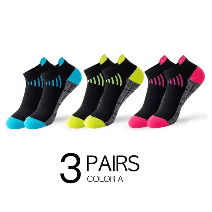 HSS 3 paires coton biologique femmes chaussettes cheville respirant course sport chaussette noir déc