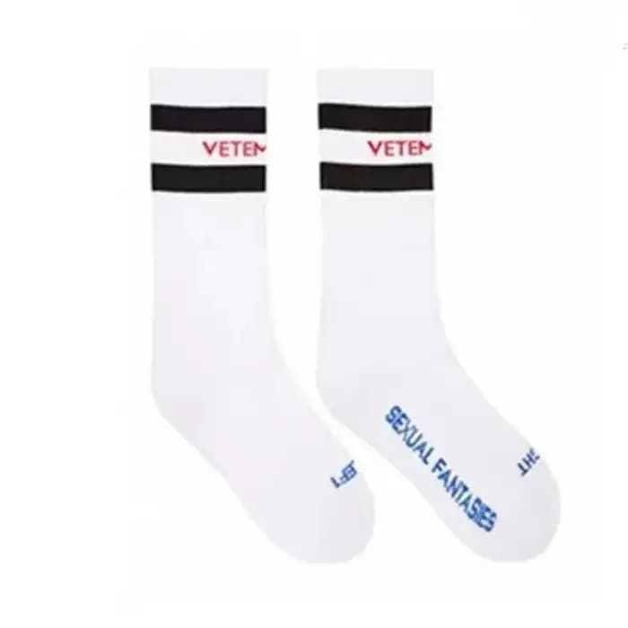 Nouvelle mode chaussettes lettres deux barres tricot hommes femmes Couple