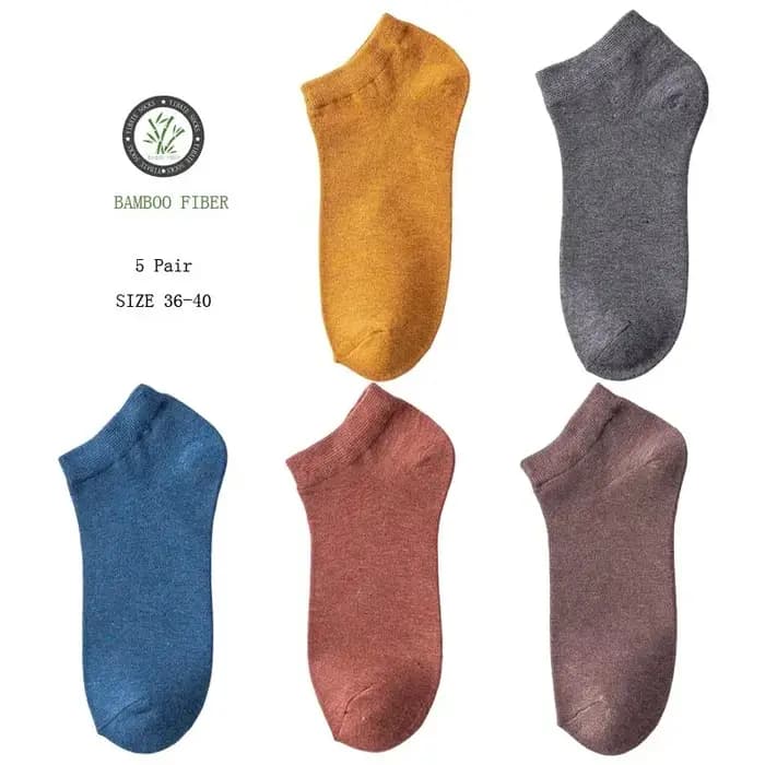Lot de 5 paires de chaussettes courtes pour femme en fibre de bambou