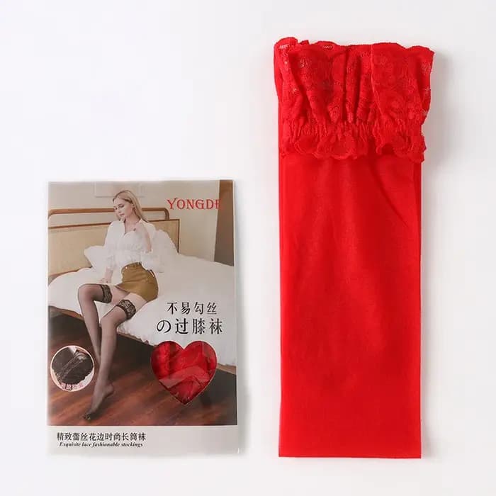 Mode dames Sexy sur le genou longues chaussettes femmes couleur unie douce filles cuisse haute bas gothique dentelle Legging chaussette