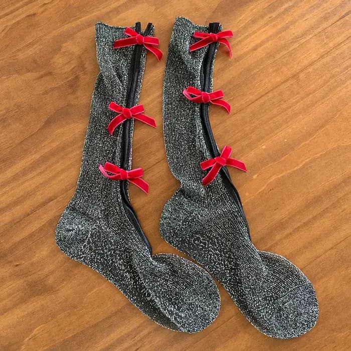 Chaussettes coréennes brillantes avec nœud pour femmes, style Kawaii JK Lolita, douces, Y2K, cool, polyvalentes, tendance, chaussettes de marque de luxe pour filles, vente en gros