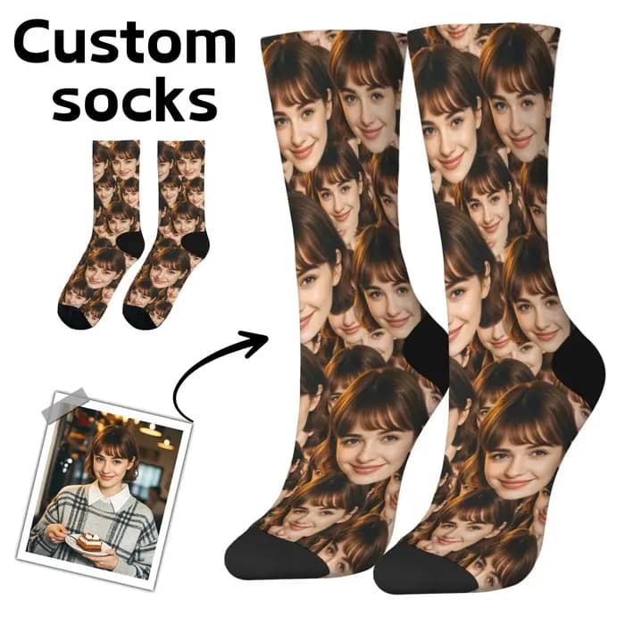 Chaussettes amusantes personnalisées avec visage personnalisé, chaussettes photo personnalisées, nou