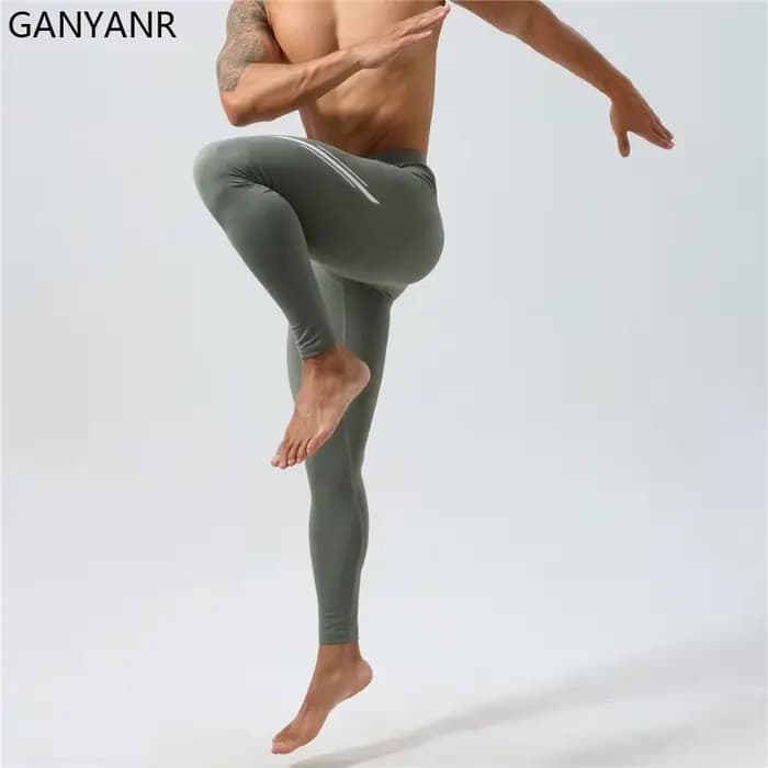 GANYANR-Leggings de compression pour homme, collant de course, de fitness, d'entraînement, thermique, pour temps froid, hiver, pantalon de sport, athlétique, long