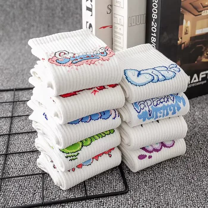 9 paires/ensemble chaussettes unisexes lettres imprimées chaussettes mi-tube simples adaptées à toutes les saisons pour les sports quotidiens