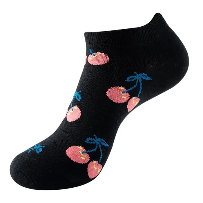 1/5 Paris Fruit Print No Show Chaussettes Hommes Femmes Été Anti-Dérapant