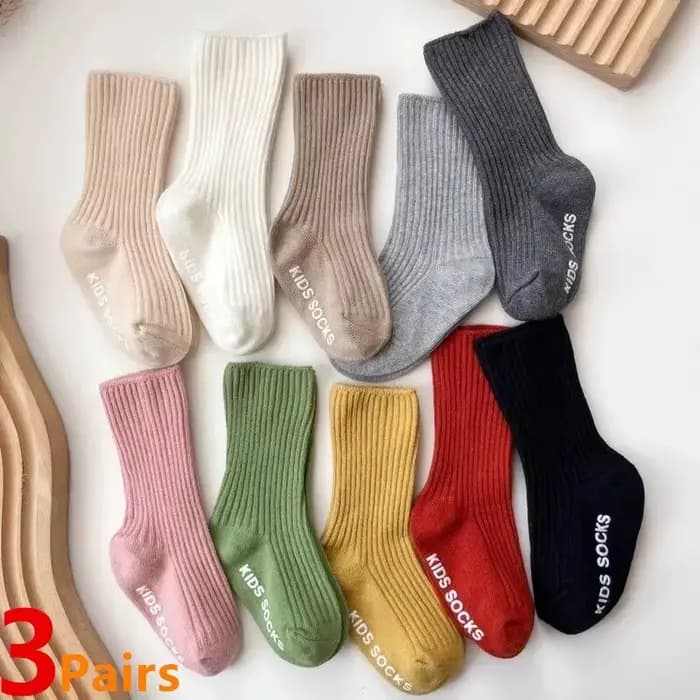 Chaussettes en coton à rayures pour bébés garçons et filles