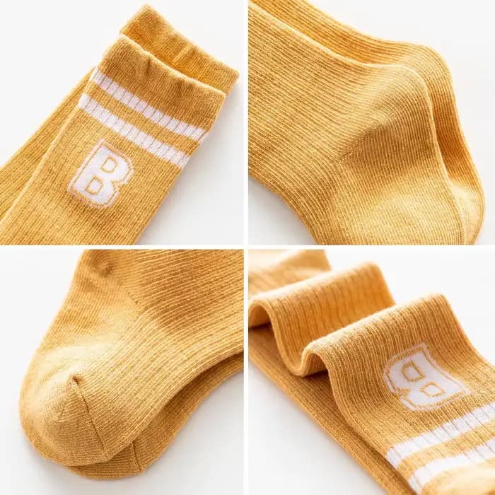 Chaussettes longues en coton avec lettre B pour bébé, chaussettes hautes pour nouveau-né, chaussettes chaudes pour garçon et fille, rayures à la mode, automne et hiver