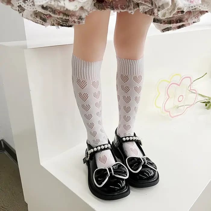 Chaussettes d'été ajourées en forme de cœur pour filles