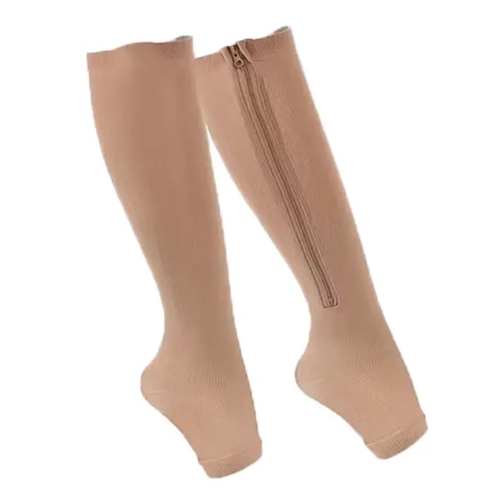 Chaussettes de compression unisexe pour hommes et femmes, soutien genou, fermeture éclair, bout ouve