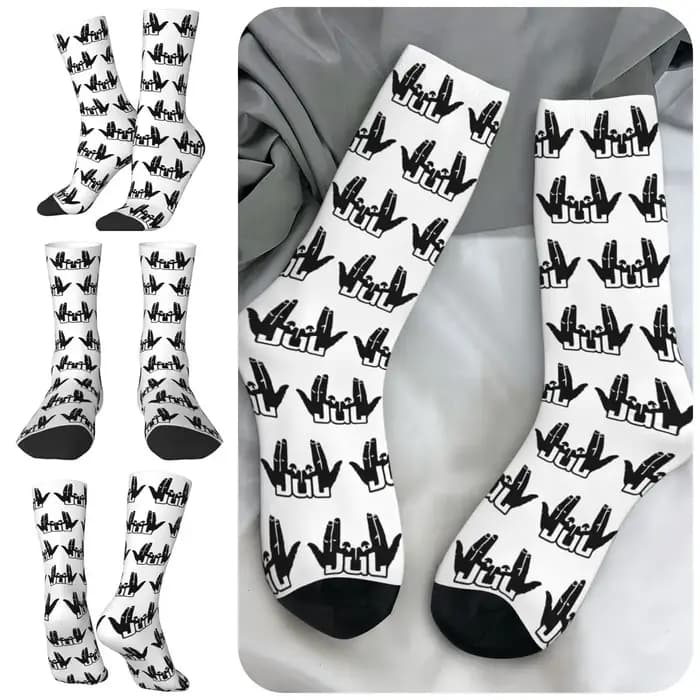 JUL France POLYESTER Unisexe Randonnée Impression 3D Happy Chaussettes