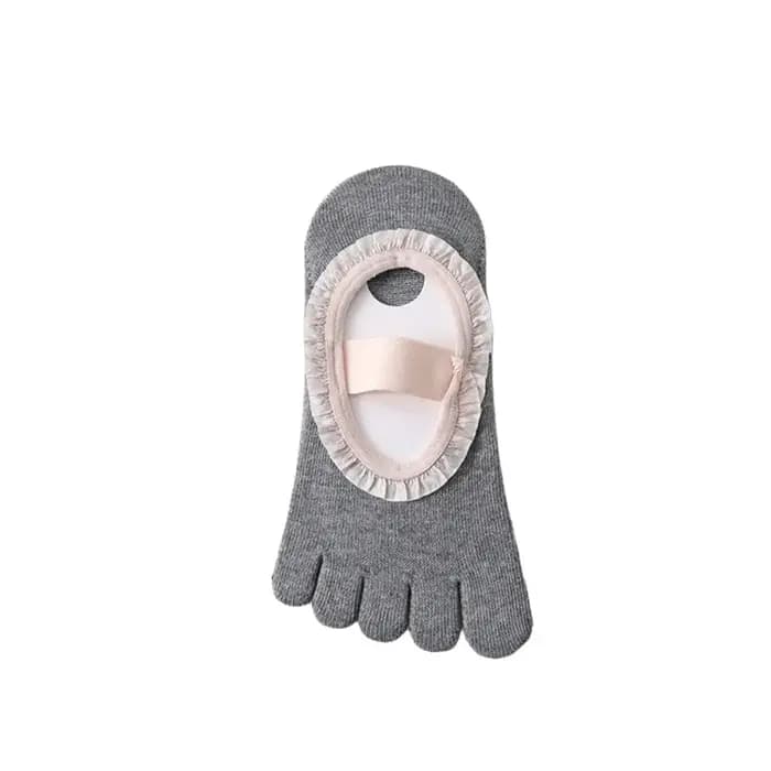 Chaussettes de Pilates à cinq orteils avec grip en silicone plissé