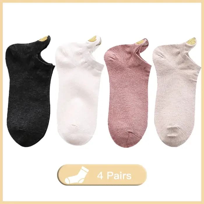 4 paires Lot mode chaussettes femmes 2026 nouveau printemps coton couleur nouveauté filles mignon coeur broderie