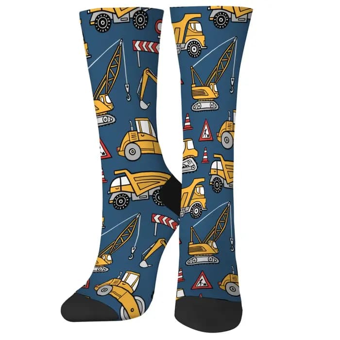 Chaussettes de dessin animé sur le thème de la Construction de routes