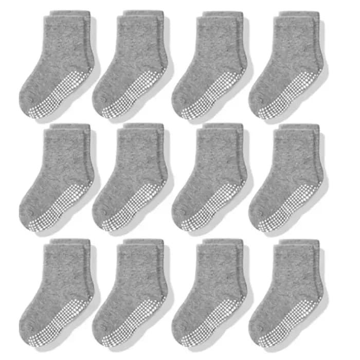 Garçons filles 12 paires coton chaussettes antidérapantes nouveau-né bébé 1-3 ans semelles antidérapantes sol unisexe chaussette pour nourrissons tout-petits Grip enfants