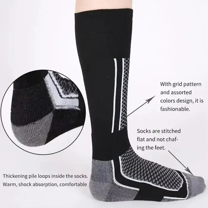 DIZETION 1 paire hiver chaud épaississement bas de Ski chaussettes de randonnée pour femmes hommes enfants en plein air Anti-froid haut bas de sport