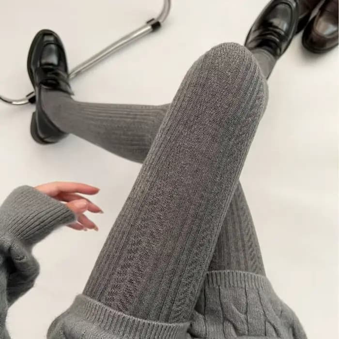 Collants d'hiver en laine de haute qualité pour femmes, base en molleton, tricot jacquard vintage, style japonais, collants à angle droit, mélange de fibres.