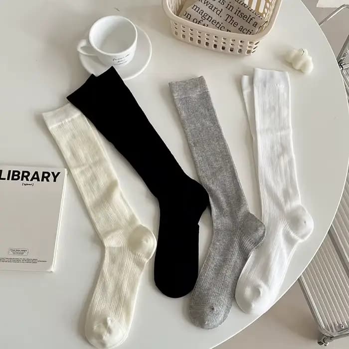 Chaussettes tendance pour femmes, longues, d'été, unies, décontractées, respirantes, fines, en maille ajourée, mignonnes, simples, hautes jusqu'au genou