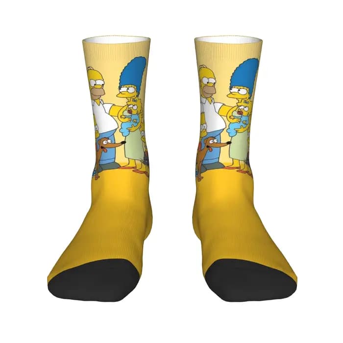 Chaussettes amusantes unisexes de dessin animé The S-Simpsons Homer pour l'automne et l'hiver