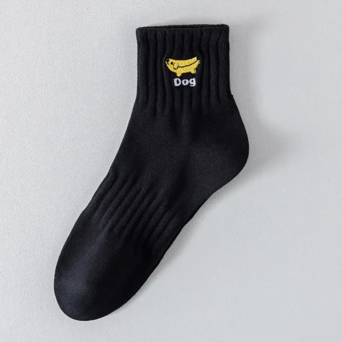 Chaussettes pour hommes chien broderie japonais Kawaii dessin animé mignon