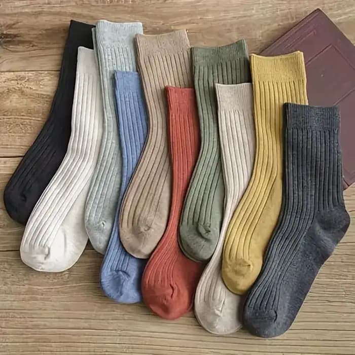 5/10 paires de chaussettes d'équipage confortables à rayures de couleurs mélangées vibrantes – Doux