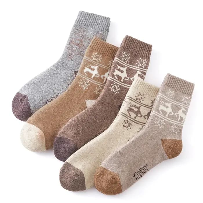 5 paires de chaussettes en laine mérinos pour femmes